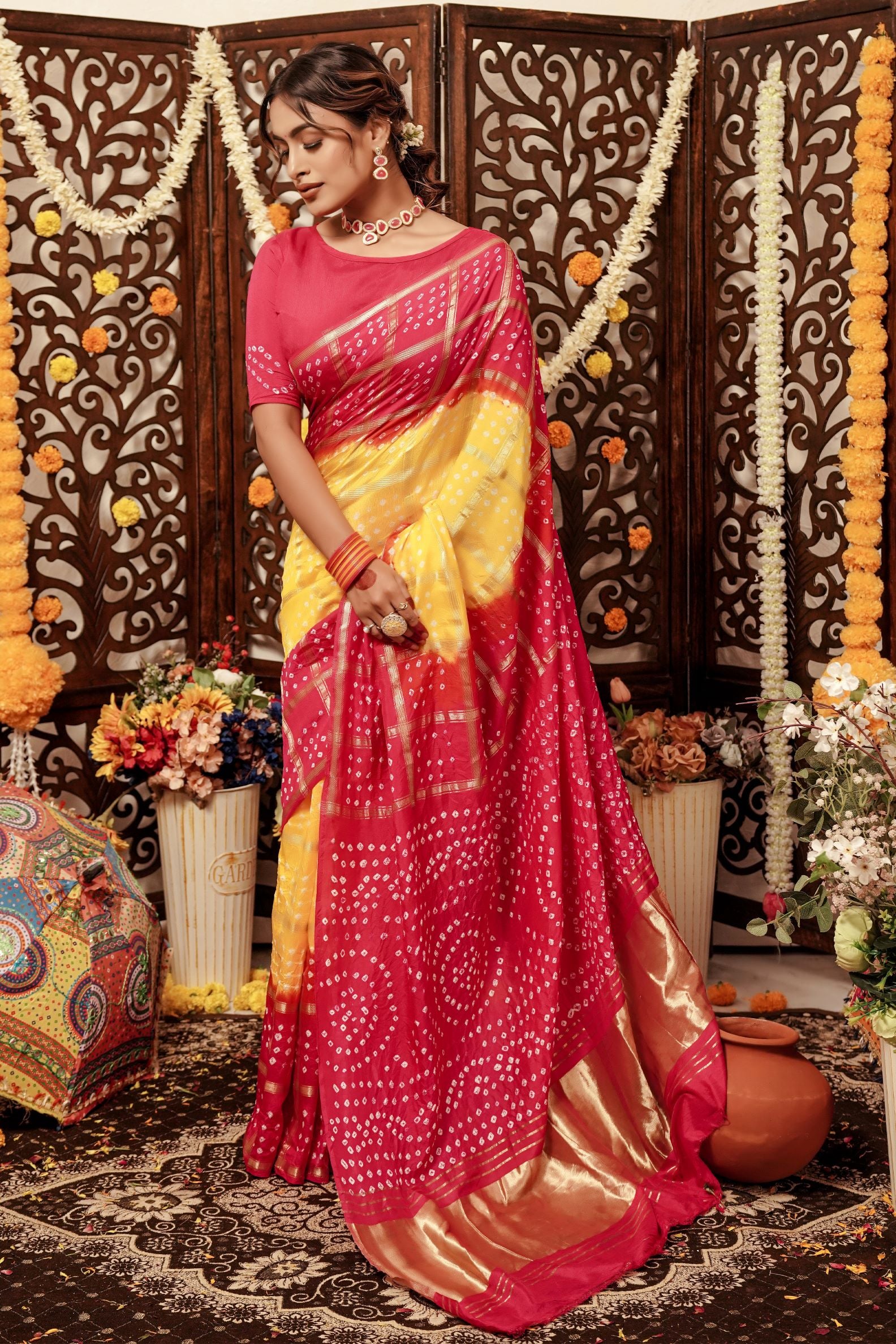 images of bandhani saree
