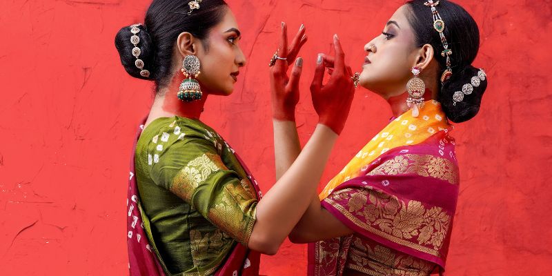 bandhani saree outfit ideas