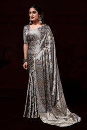 Starstruck Grey Gajji Silk Bandhani Saree