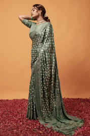 Twilight Gleam - Gajji Silk Bandhani Saree