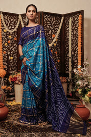 Firozi Fantasia Dola Silk Bandhani Saree