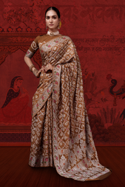 Eternal Golden Mullberry Silk Sonata Bandhani Saree