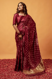 Regal Morpankh Symphony Gajji Silk Bandhani Saree