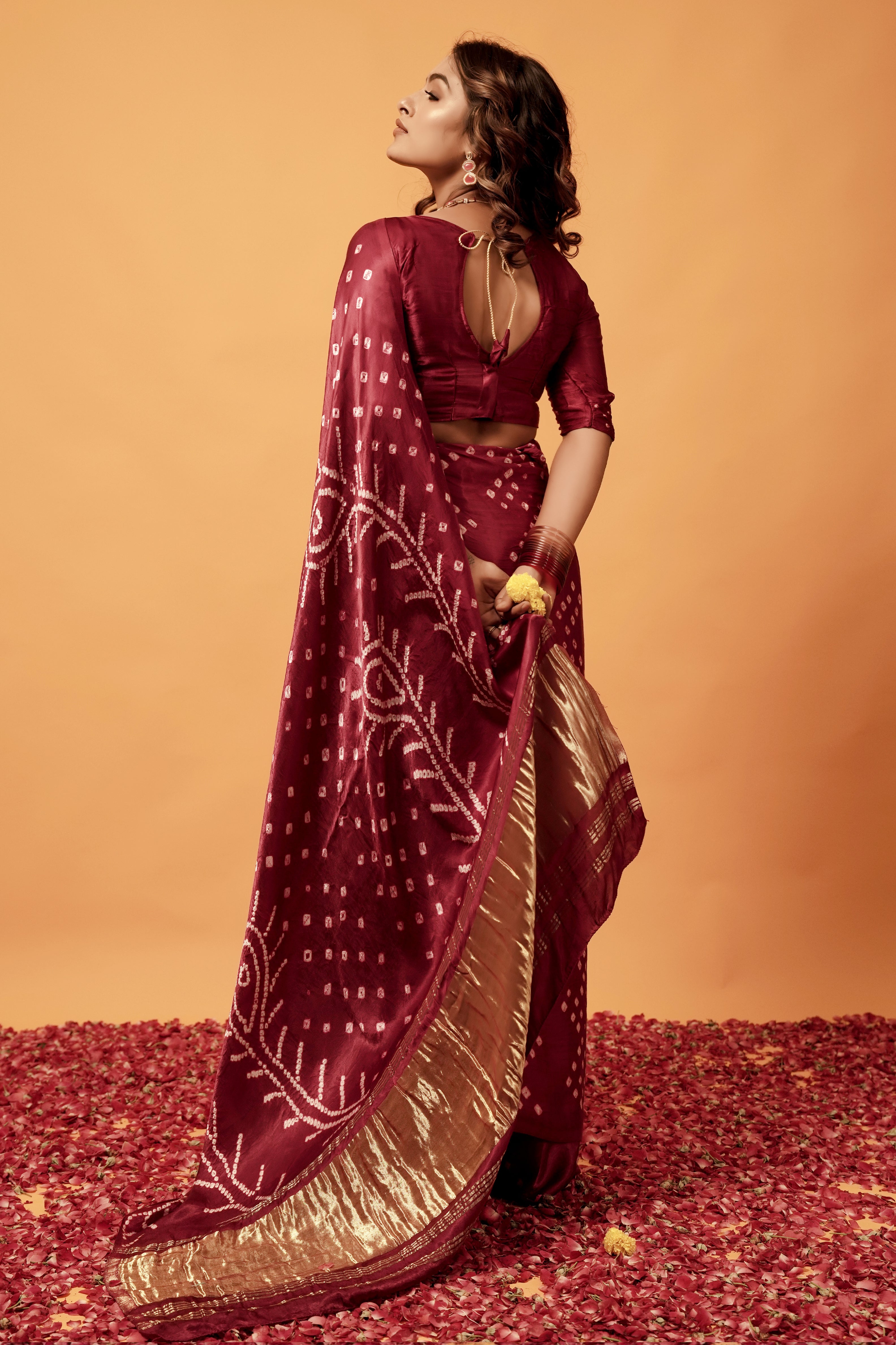 Regal Morpankh Symphony Gajji Silk Bandhani Saree