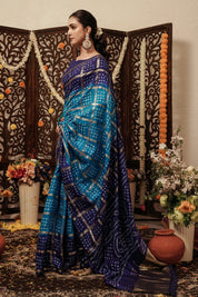 Firozi Fantasia Dola Silk Bandhani Saree