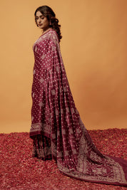 Crimson Glow Gajji Silk Bandhani Saree