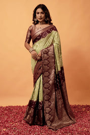 Diana Mehendi Green Dola Silk Bandhani Saree