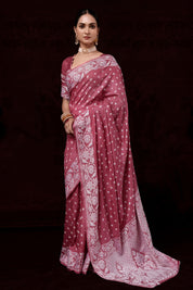 Twilight Blush Wrap Dola Silk Bandhani Saree