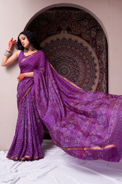 Rich Burgundy Wine Soft Silk Bandhani Saree