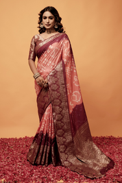 Amber Glow Dola Silk Bandhani Saree