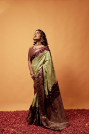 Diana Mehendi Green Dola Silk Bandhani Saree