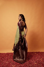 Diana Mehendi Green Dola Silk Bandhani Saree