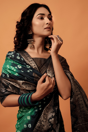 Celestial Blue Dola Silk Bandhani Saree