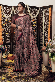 Espresso Elegance Gajji Silk Bandhani Saree