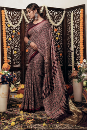 Espresso Elegance Gajji Silk Bandhani Saree