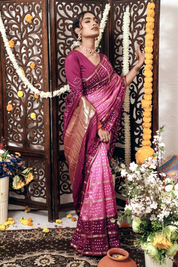 Rose Glow Dola Silk Bandhani Saree