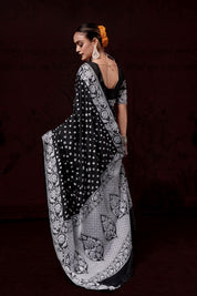 Misty Moonlight Dola Silk Bandhani Saree