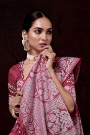 Twilight Blush Wrap Dola Silk Bandhani Saree