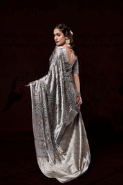 Starstruck Grey Gajji Silk Bandhani Saree