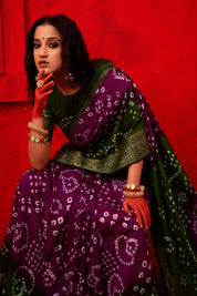 Pastel Purple Dola Silk Bandhani Saree 2