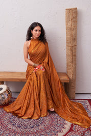 Vibrant Sunburst Mustard Soft Silk Bandhani Saree 3