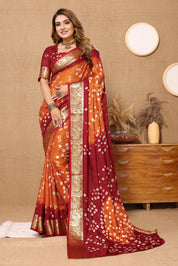 Fiery Fanta Jaquard Silk Bandhani Saree