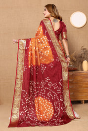 Fiery Fanta Jaquard Silk Bandhani Saree