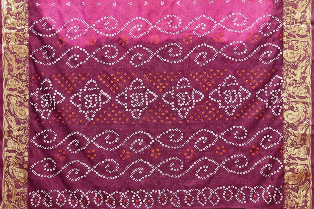 Lavish Light Pink Jaquard Silk Bandhani Saree