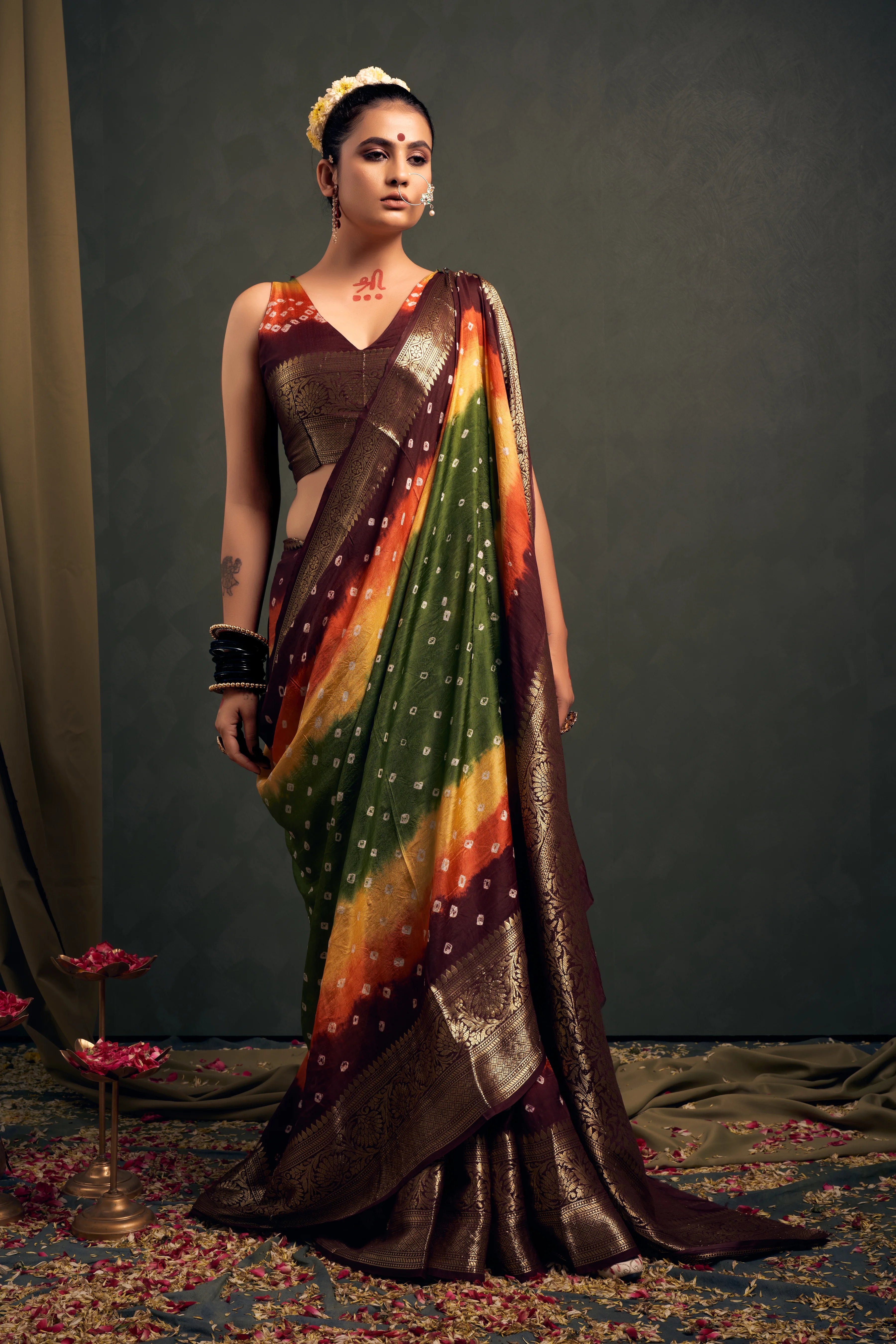 MehendiGreenKanjeevaramSilkBandhaniWeddingSaree1.webp