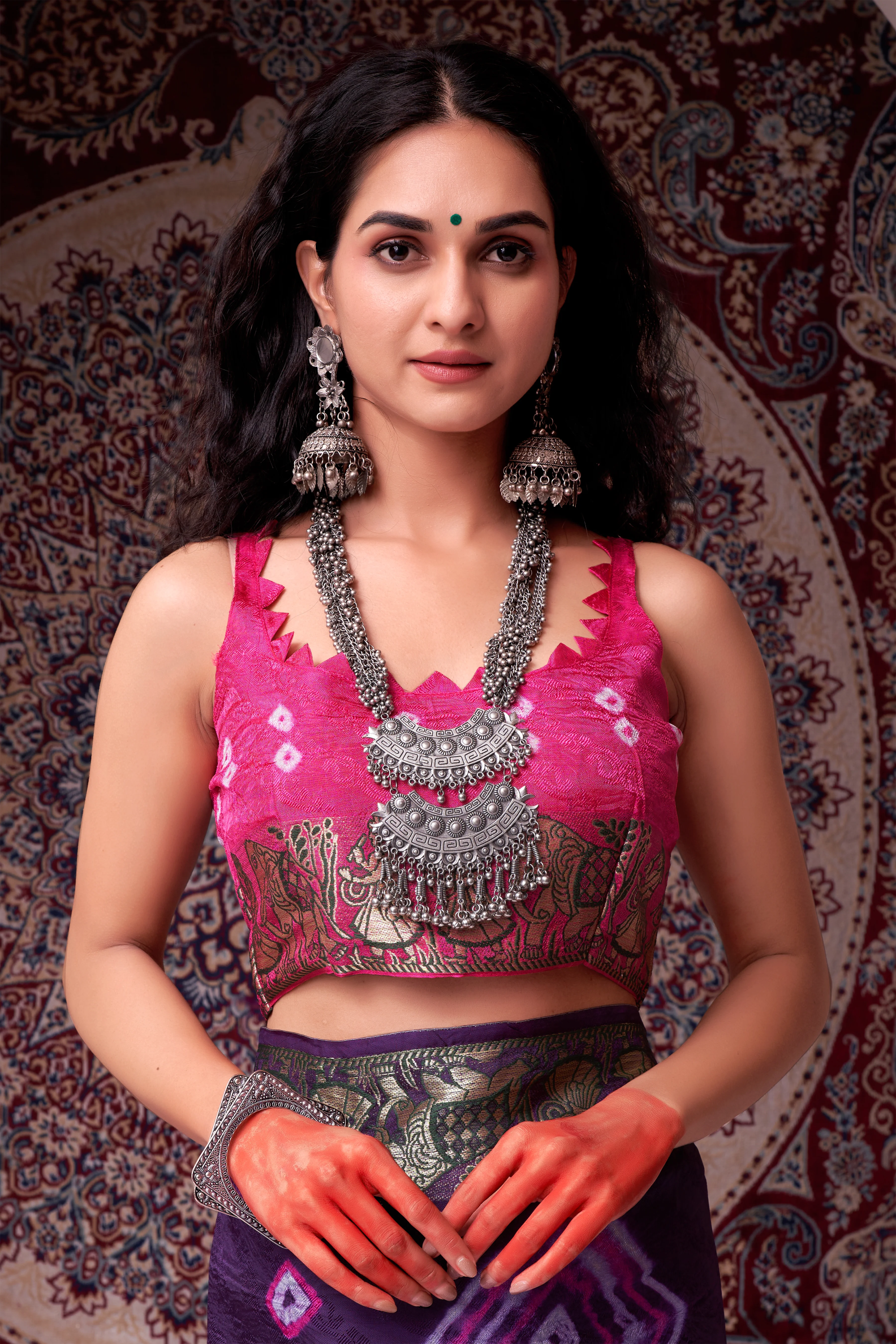 PurpleJaquardSilkBandhaniPartyWearSaree3.png