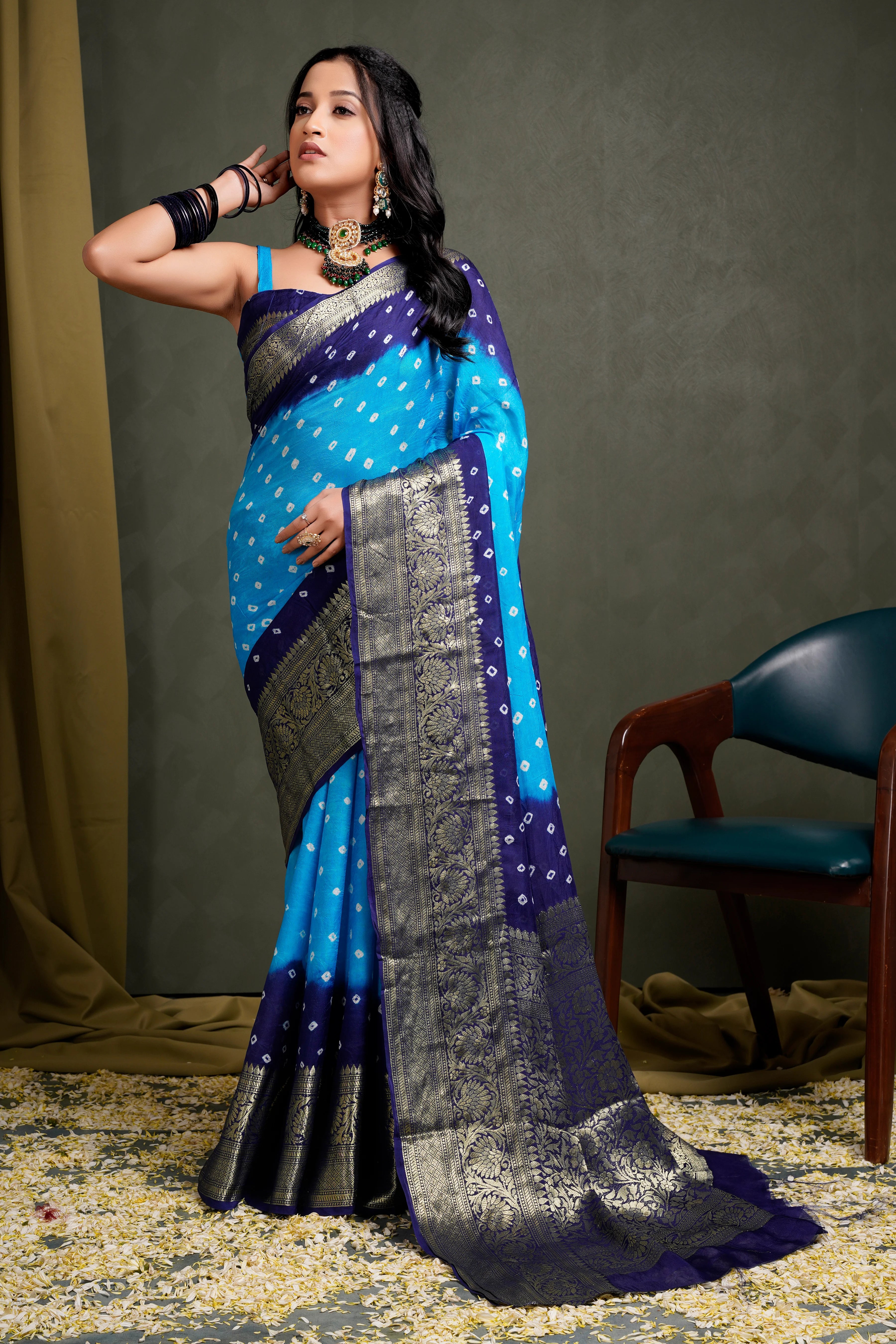 SeaBlueKanjeevaramSilkBandhaniWeddingSaree1.webp