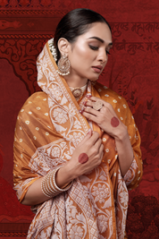 Mustard Dola Silk Ready to Wear Pocket Bandhani Saree