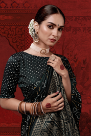 Gold Star Green Gajji Silk Ready to Wear Pocket Bandhani Saree